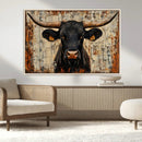 Rustic Texas Artwork Wall Art Canvas Print - Abstract Cow