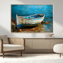 Vintage Boat on Tranquil Waters | Coastal Wall Art for