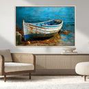 Vintage Boat on Tranquil Waters | Coastal Wall Art for