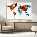 Colorful World Map Canvas Wall Art Print, Contemporary