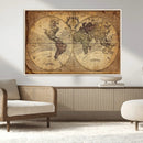 Vintage World Map Wall Art Canvas – Antique Style Push Pin