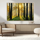 Sunlit Forest Wall Art Canvas Print – Large Framed Woodland
