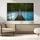 Suspension Bridge Over River Canvas Art | 3-Panel Nature by MyGreatCanvas | Canvas Wall Art Prints | Photo Prints & Wall Decor