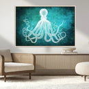 Green Octopus Abstract Wall Art Canvas Print