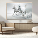 Large Wall Art Canvas Print – Beautiful Running White Horses