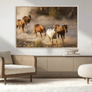 Large Wall Art 5 Horses Running on Sand Canvas Print