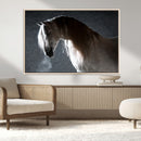 Large Wall Art Cream Colored Horse on Grey Background Canvas