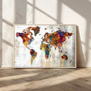 Vintage World Map Canvas Wall Art Print, Warm Tone Global