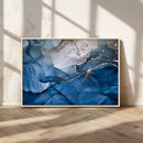 Navy Blue Canvas Art Abstract Print – Elegant Triptych