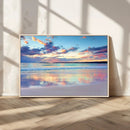 Tranquil Pastel Sunset Beach Triptych Canvas Art, Soothing
