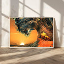 Surf Wave Sunset Canvas Wall Art Print, 3-Panel Ocean