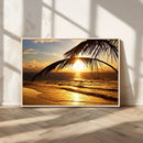 Golden Tropical Beach Sunset Canvas Triptych, Coastal Palm by MyGreatCanvas | Canvas Wall Art Prints | Photo Prints & Wall Decor