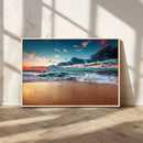 Sunset on Beach Wall Art Ocean Beach Canvas Print