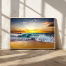 Golden Sunset Ocean Waves Wall Art Canvas Print – Multi