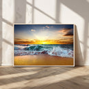 Golden Sunset Ocean Waves Wall Art Canvas Print – Multi
