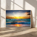 Vibrant Ocean Sunrise Over Golden Beach Waves, Giclee Canvas by MyGreatCanvas | Canvas Wall Art Prints | Photo Prints & Wall Decor