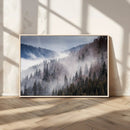 Beautiful Rising Fog in Winter Mountain Landscape- Framed