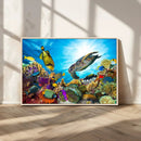 Aquatic Life Sea Turtles Fish Wall Art Canvas Print