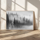 Foggy Misty Forest Canvas Wall Art – Black and White