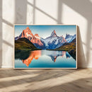 Landscape Mountain and Lake View Wall Art Canvas Print