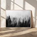Foggy Black and White Forest Canvas Wall Art, 3 Panel Misty