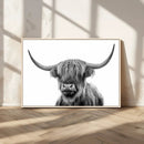 Grayscale Scottish Highland Cow Cattle Art Print Farmhouse by MyGreatCanvas | Canvas Wall Art Prints | Photo Prints & Wall Decor