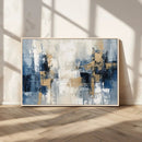 Modern Abstract Canvas Wall Art in Blue and Gold Tones |