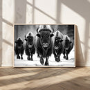 American Bison Art | Buffalo Herd Wall Art Canvas Print, BW