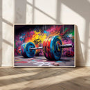 Abstract Graffiti Barbell Canvas Wall Art – Urban Fitness
