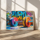 Fitness Gym Barbell Graffiti Wall Art Canvas Print