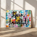 Life Beautiful Art Print - Banksy Graffiti Wall Art Canvas by MyGreatCanvas | Canvas Wall Art Prints | Photo Prints & Wall Decor