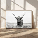 Highland Cow Canvas Wall Art – Majestic Beauty in Black and