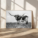 Texas Black White Highland Longhorn Cow Wall Art Canvas by MyGreatCanvas | Canvas Wall Art Prints | Photo Prints & Wall Decor