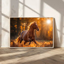 Running Horse Sunset Forest Wall Art Canvas Print