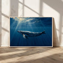 Whale under Ocean Wall Art Canvas Print