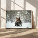 Grizzly Bear Wall Art – Framed Snowy Forest Canvas Artwork, by MyGreatCanvas | Canvas Wall Art Prints | Photo Prints & Wall Decor