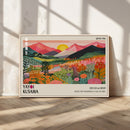 Yayoi Kusama Landscape Canvas Print, Vibrant Floral Mountain Art Print, Framed Botanical Wall Art -