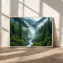 Mountain Forest River Canvas Wall Art Print - Serene Nature