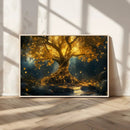 Golden Tree of Life Canvas Wall Art Print - Majestic Glowing