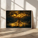 Golden Tree of Life Canvas Wall Art Print - Majestic Glowing
