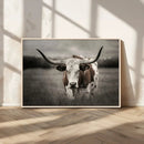 Texas Longhorn Cow Canvas Wall Art Print - Large Rustic