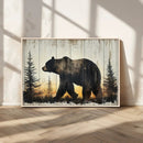 Vintage Bear Wall Art Canvas Print for Farmhouse - Mountain