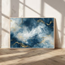Large Abstract Print - Luxe Blue and Gold Abstract Canvas