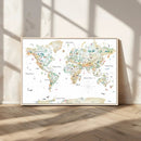 Animal World Map for Kids Room Decor