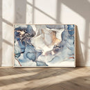 Abstract Blue and Gold Canvas Wall Art - Fluid Modern Ink