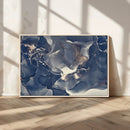 Large Abstract Blue and Gold Canvas Wall Art Fluid Ink