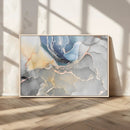 Large Abstract Blue and Gold Canvas Wall Art | Fluid Ink