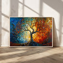 Yggdrasil Tree of Life Mosaic Stained Glass Wall Art Canvas,
