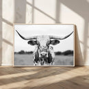 Highland Cow Wall Art Canvas Print – Black and White Western