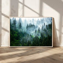Misty Forest Wall Art Canvas Print – Framed Foggy Mountain